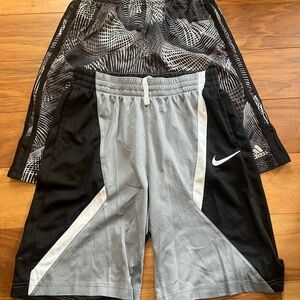 Nike and Adidas Kids Black and Gray Sports Shorts